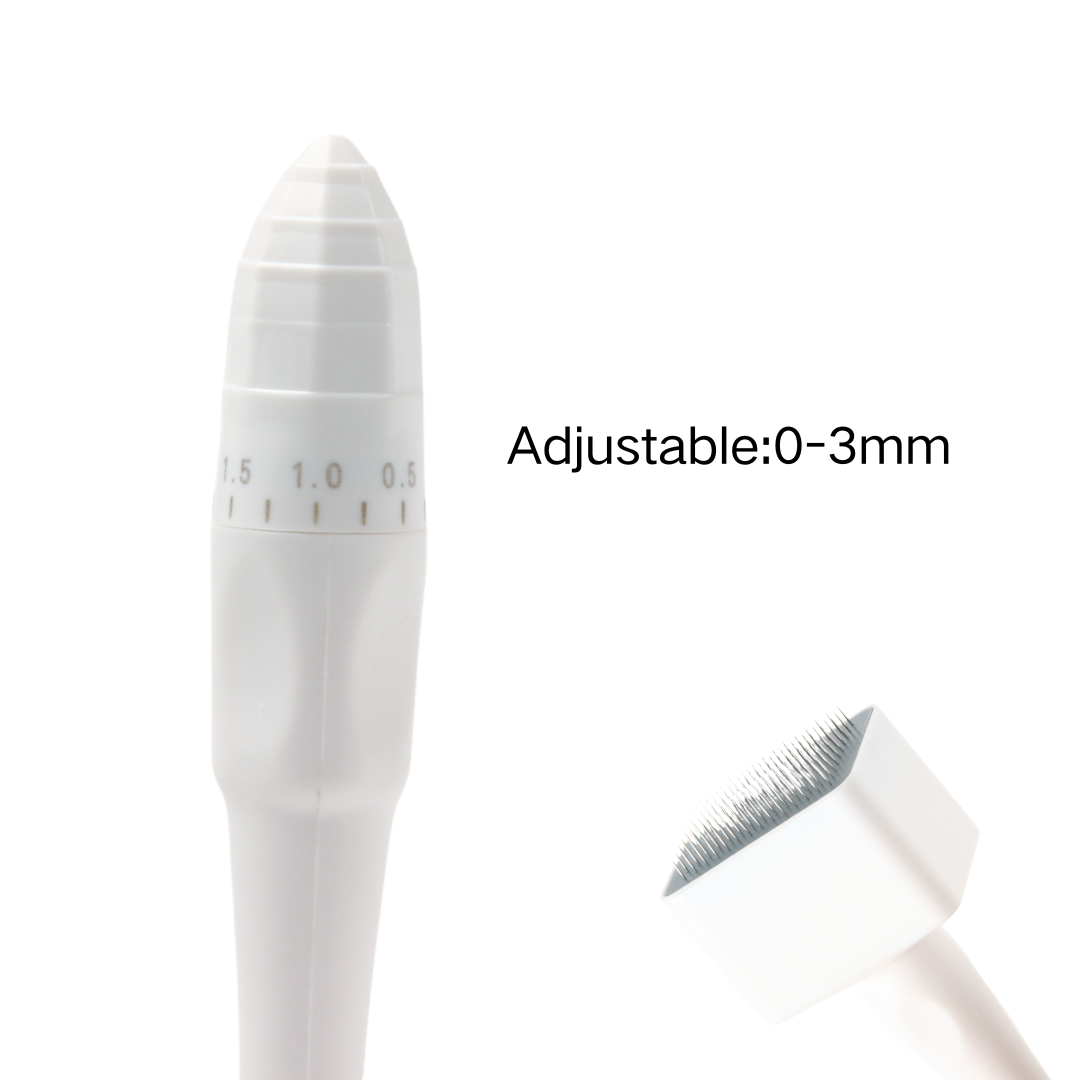 140Pins Derma Stamp Adjustable Needle Length 0.25mm Microneedle Real Needle Skin Care Beard Growth Scalp Hair Re-Growth